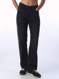 Black Solid/Plain High Waist Jeans | ST23 - view 1