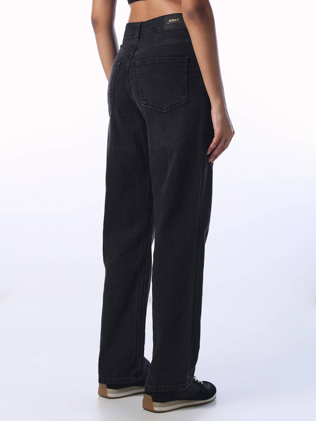 Black Solid/Plain High Waist Jeans | ST23 - view 5