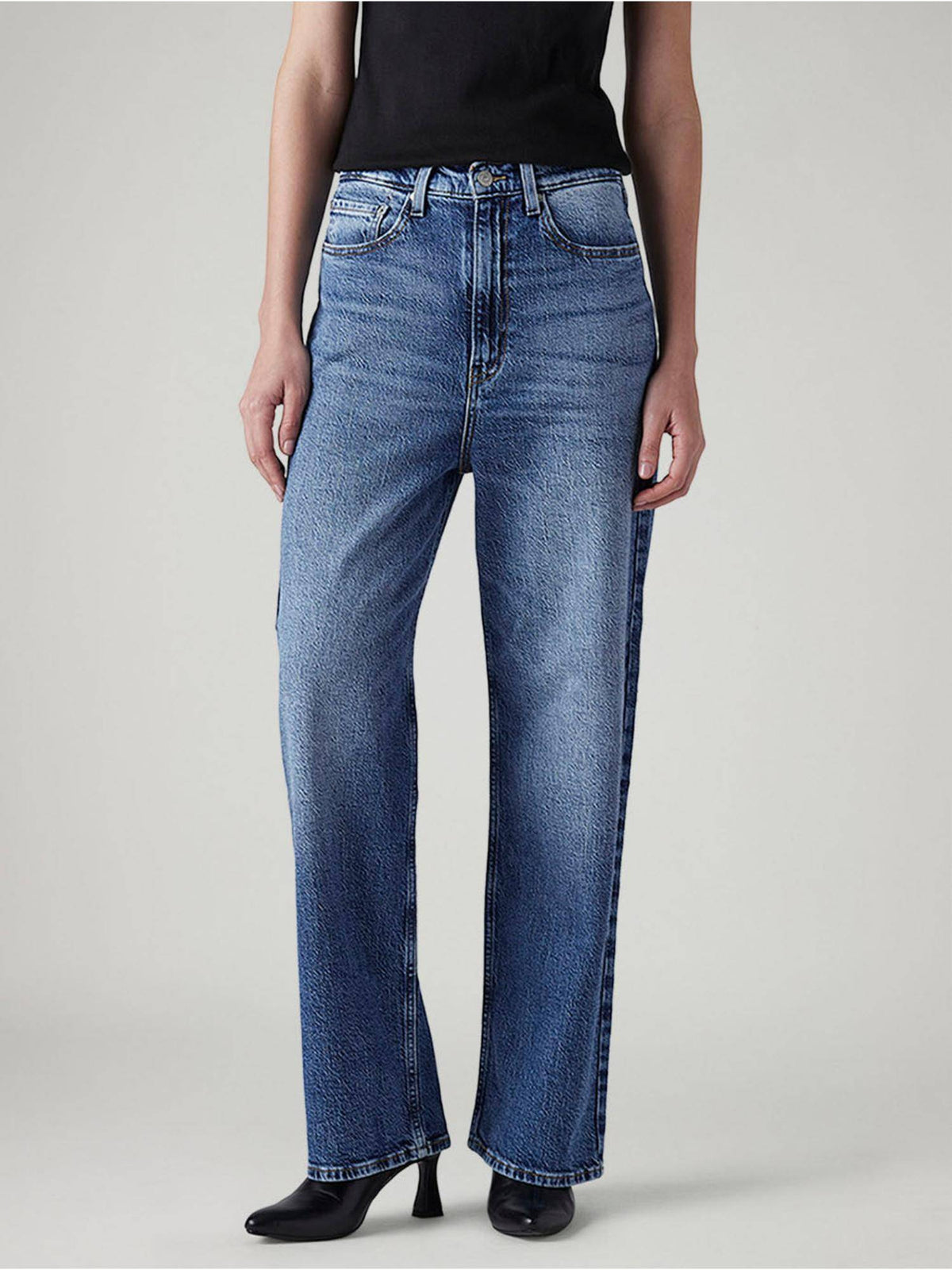 Blue Solid/Plain High Waist Jeans | ST23 - view 1