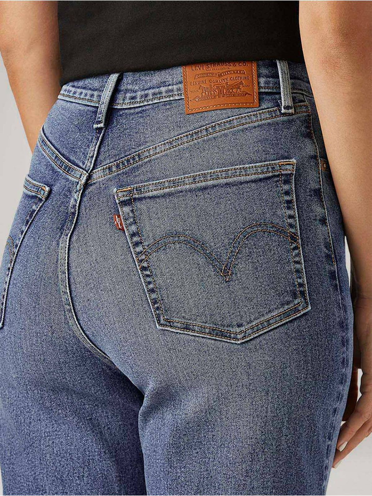 Blue Solid/Plain High Waist Jeans | ST23 - view 4