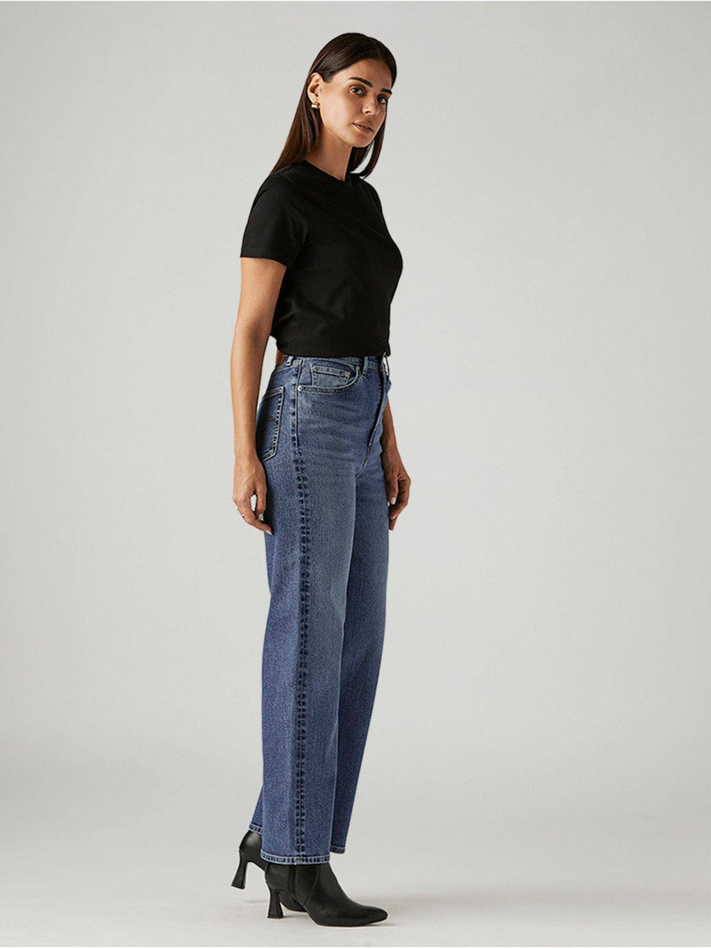 Blue Solid/Plain High Waist Jeans | ST23 - view 5