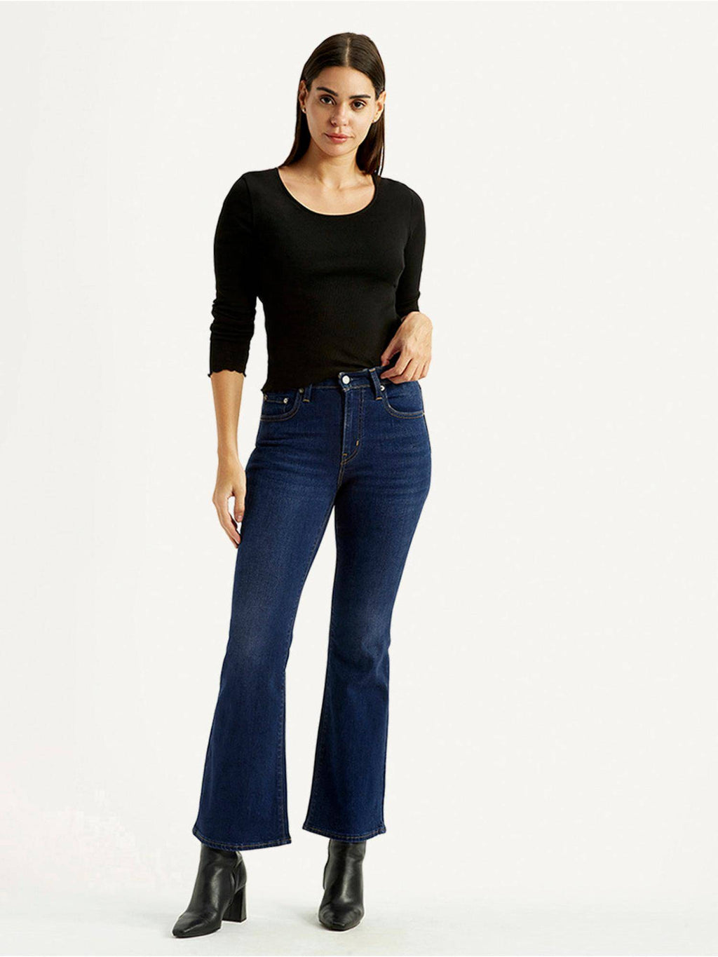 Blue Solid/Plain Mid Waist Jeans | BT10 - view 2