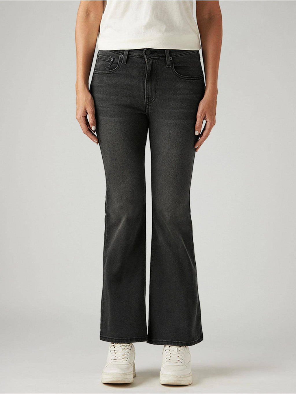 Charcoal Solid/Plain High Waist Jeans | BT10 - view 1