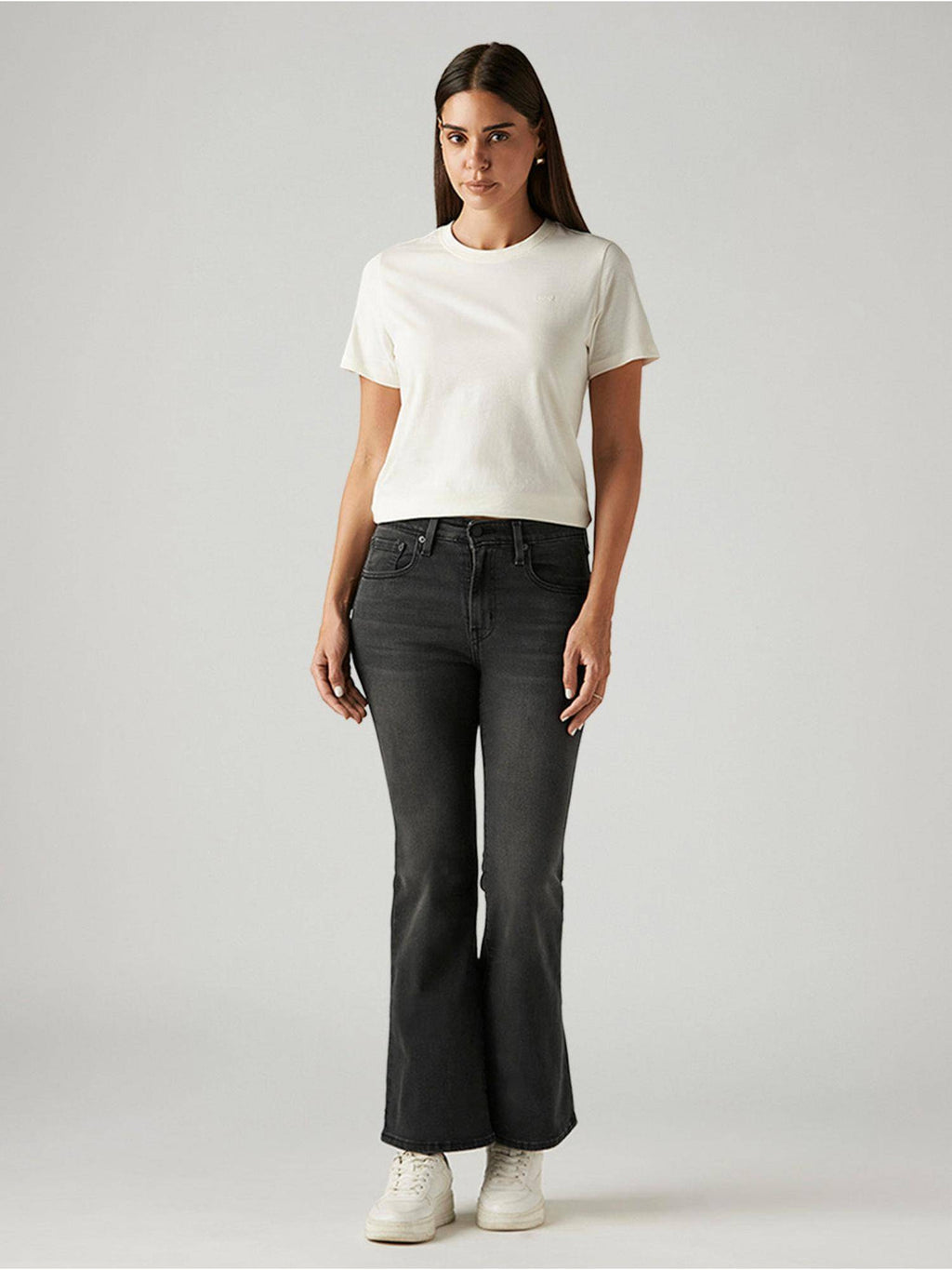 Charcoal Solid/Plain High Waist Jeans | BT10 - view 2