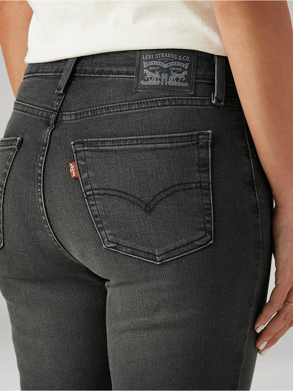 Charcoal Solid/Plain High Waist Jeans | BT10 - view 4