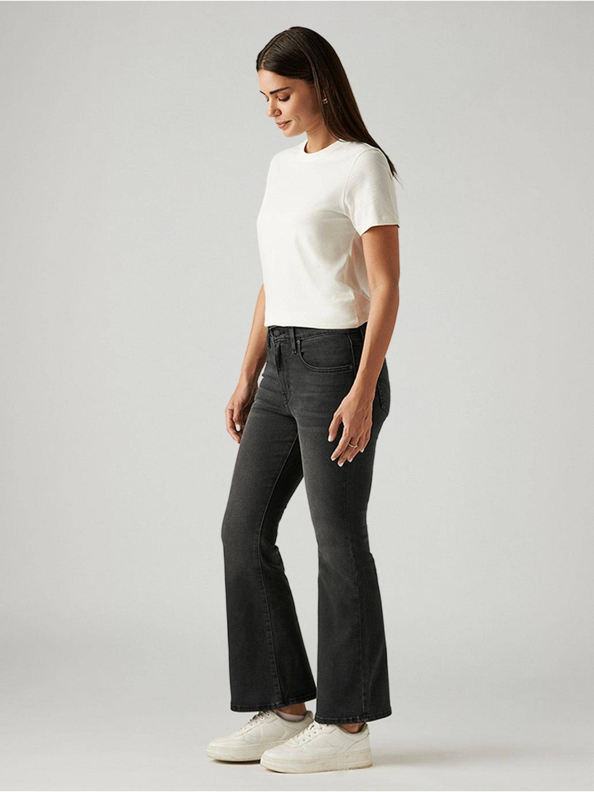Charcoal Solid/Plain High Waist Jeans | BT10 - view 5