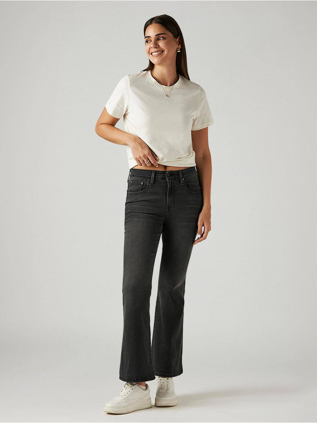 Charcoal Solid/Plain High Waist Jeans | BT10 - view 6