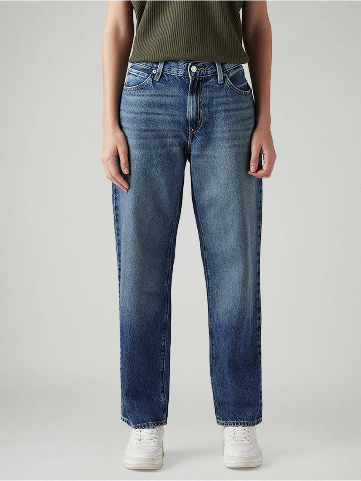 Blue Solid/Plain Mid Waist Jeans | ST23 - view 1