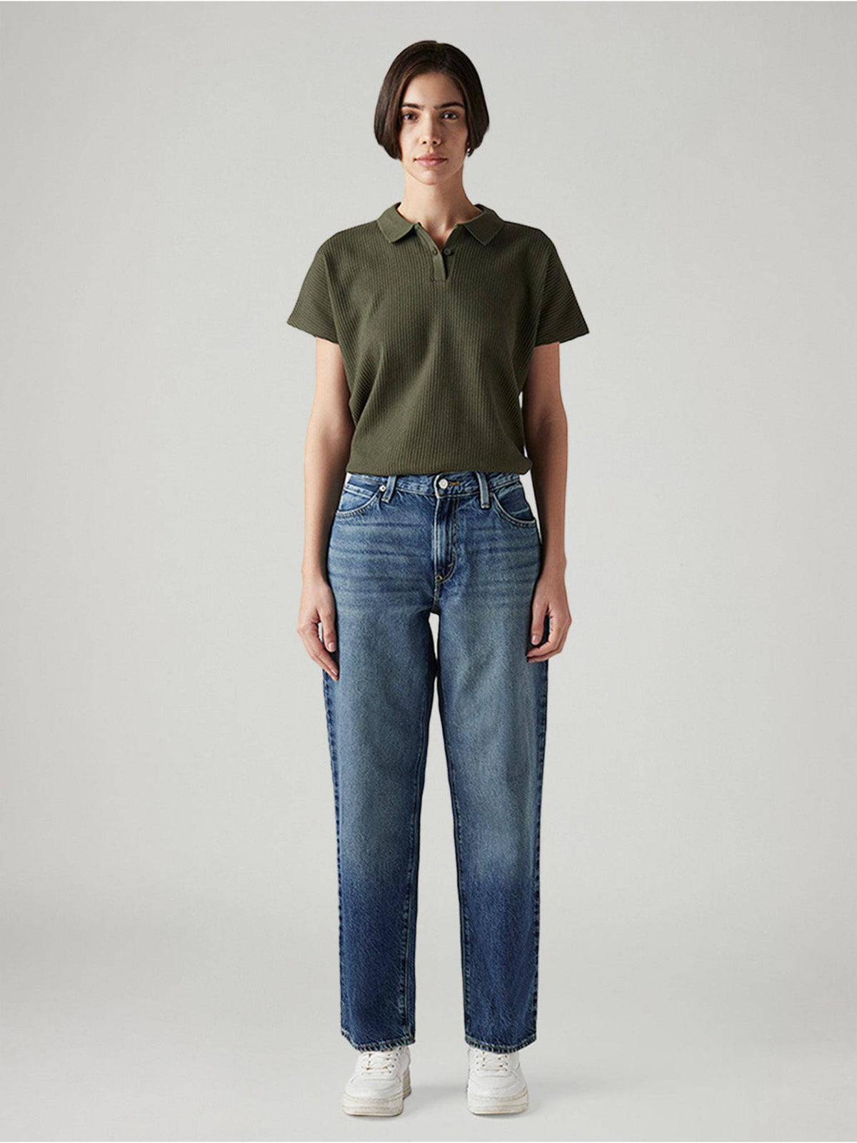 Blue Solid/Plain Mid Waist Jeans | ST23 - view 3