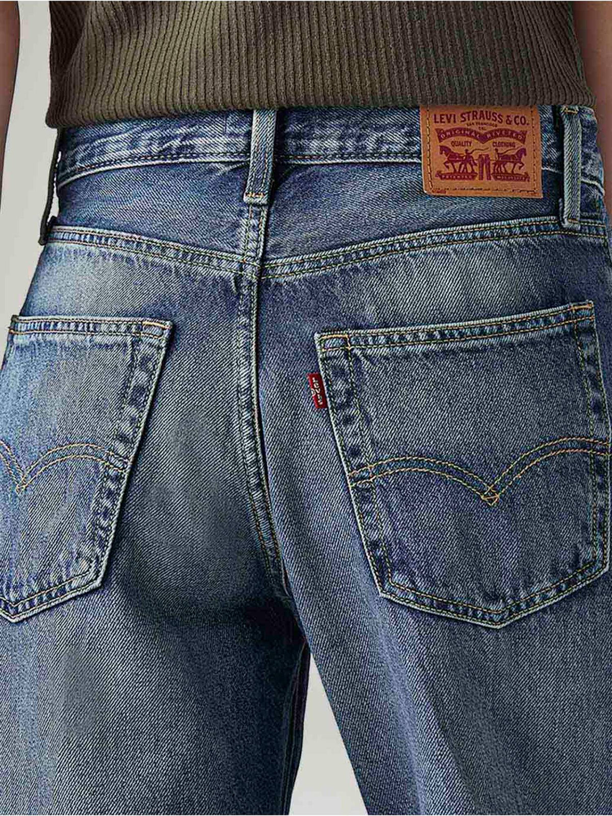 Blue Solid/Plain Mid Waist Jeans | ST23 - view 4