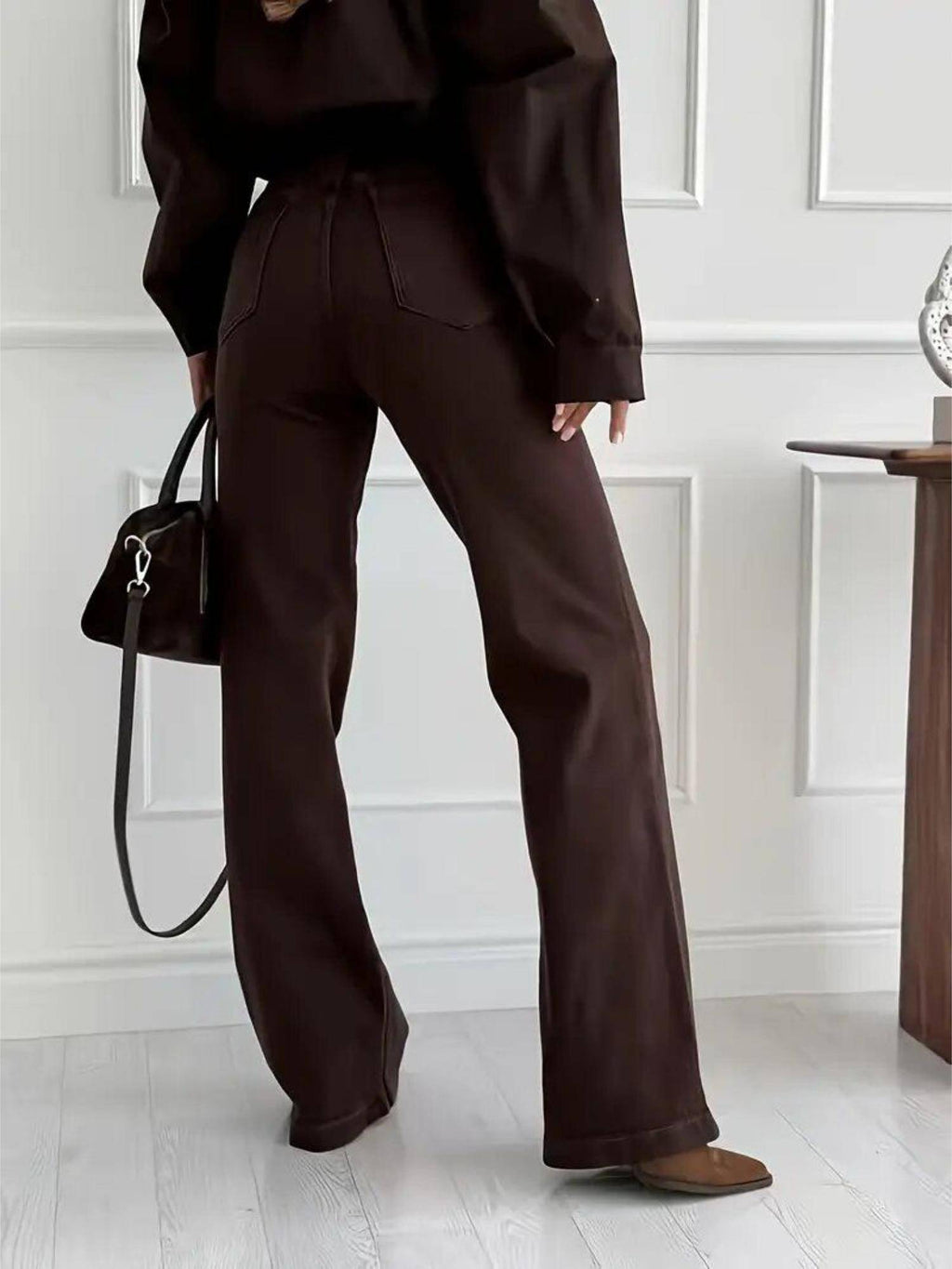 Brown Solid/Plain Mid Waist Jeans | BT10 - view 2