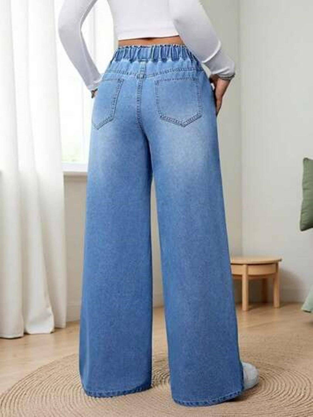 Blue Solid/Plain Mid Waist Jeans | RF89 - view 2