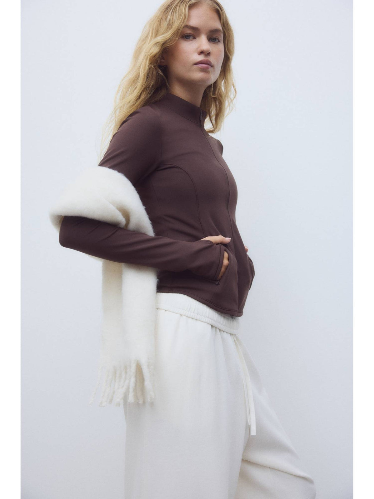 Women Brown Sports Fleece Jacket With Softmove | JK12 - view 2