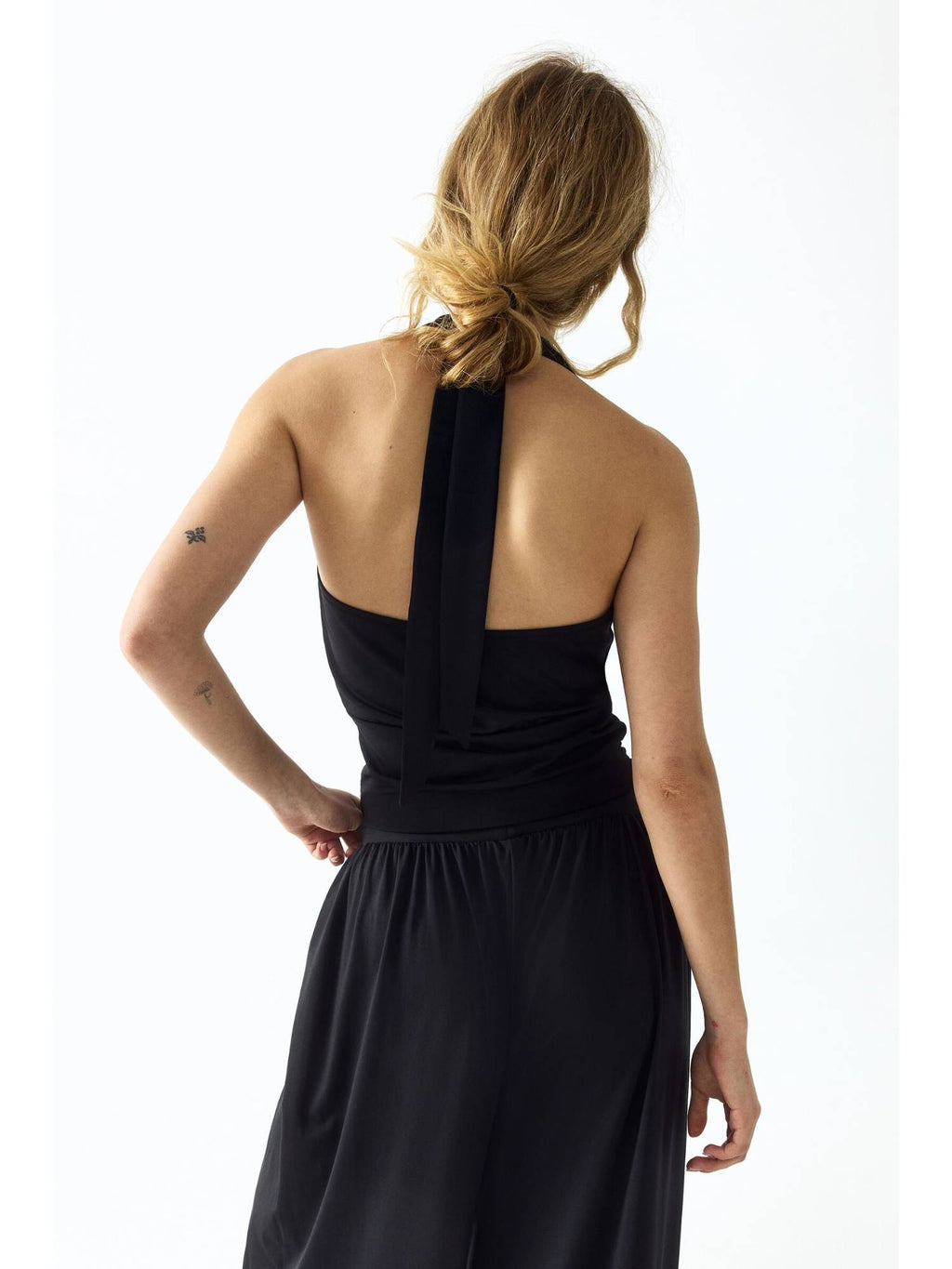Women Black Jersey Halterneck Top | HT67 - view 3