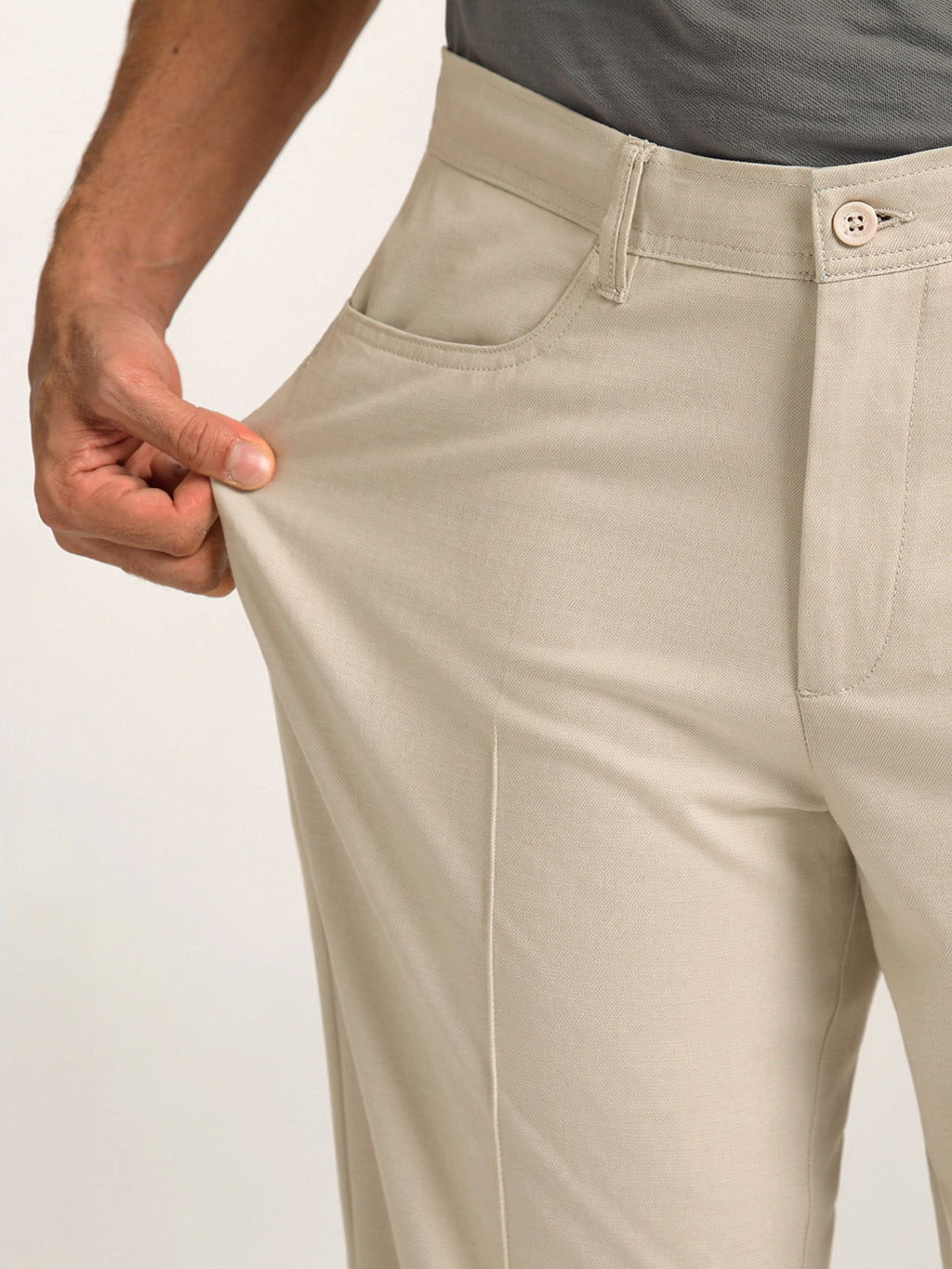 Korean Cream Relaxed Fit Pintuck Pants