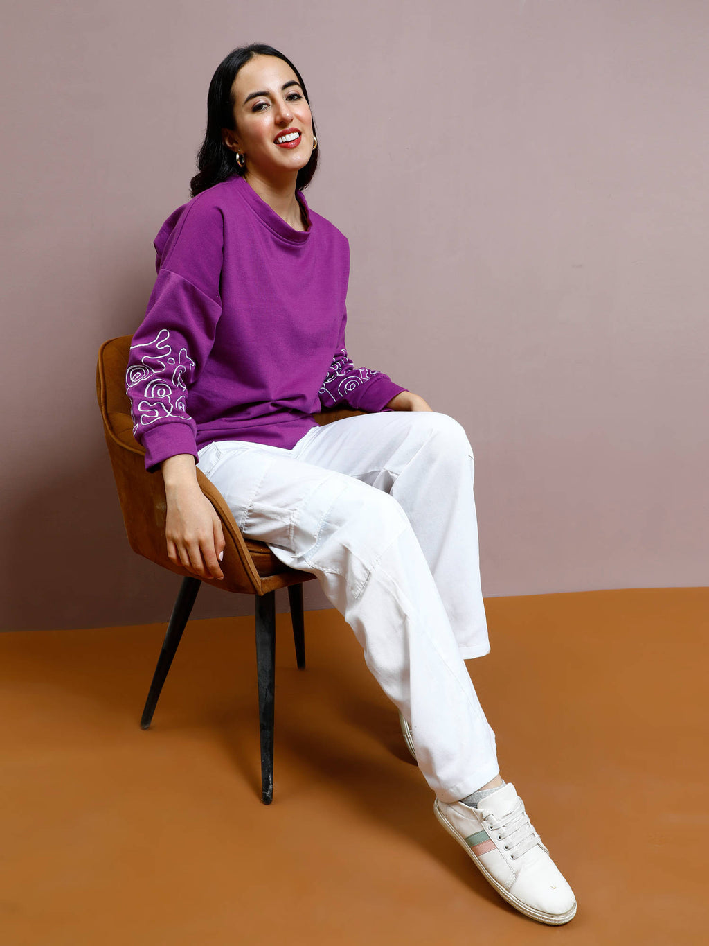 Women Purple Embroidered Sweatshirt | HD56 - view 6