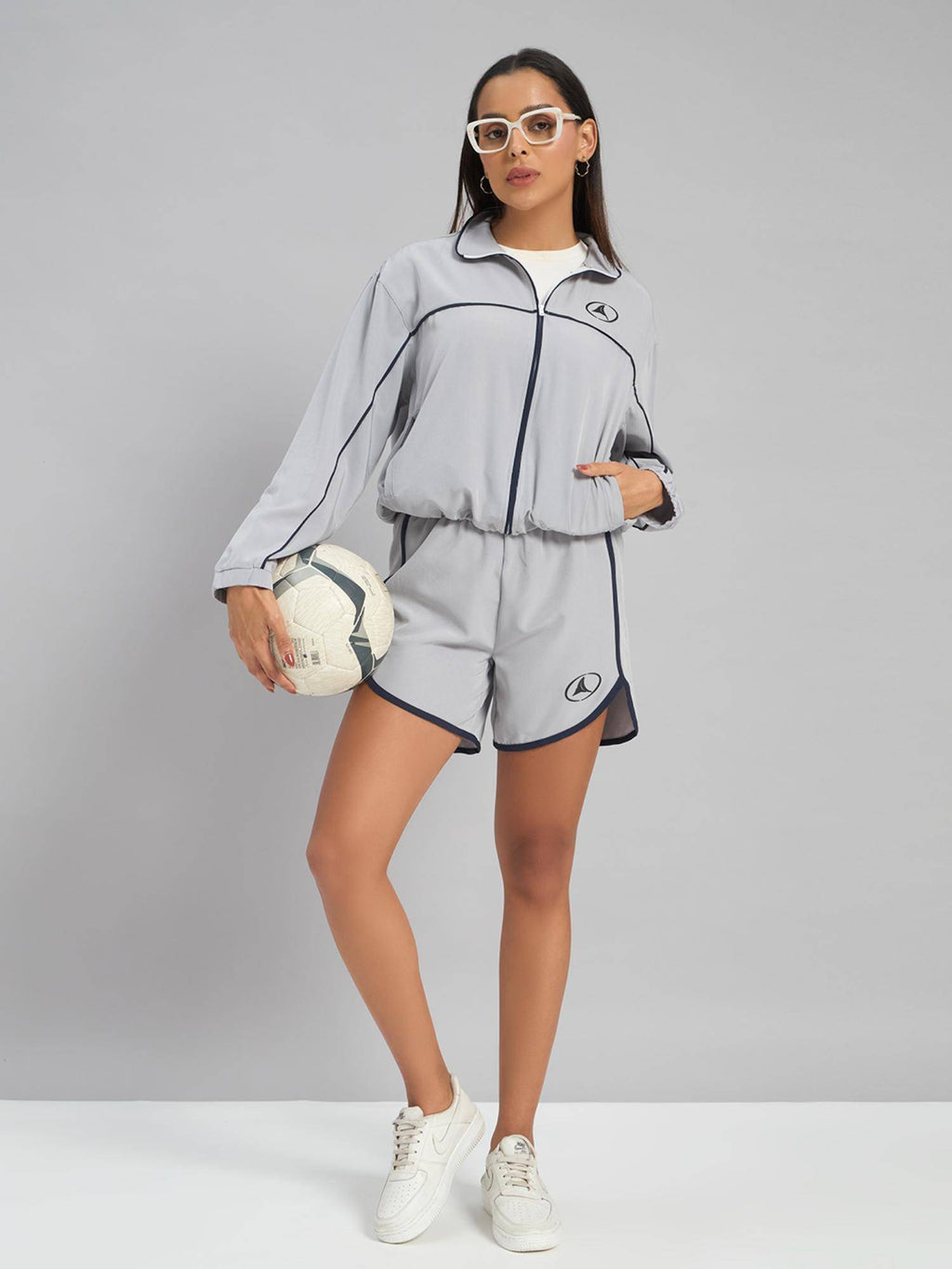 Womens Grey Layover Shorts - view 3