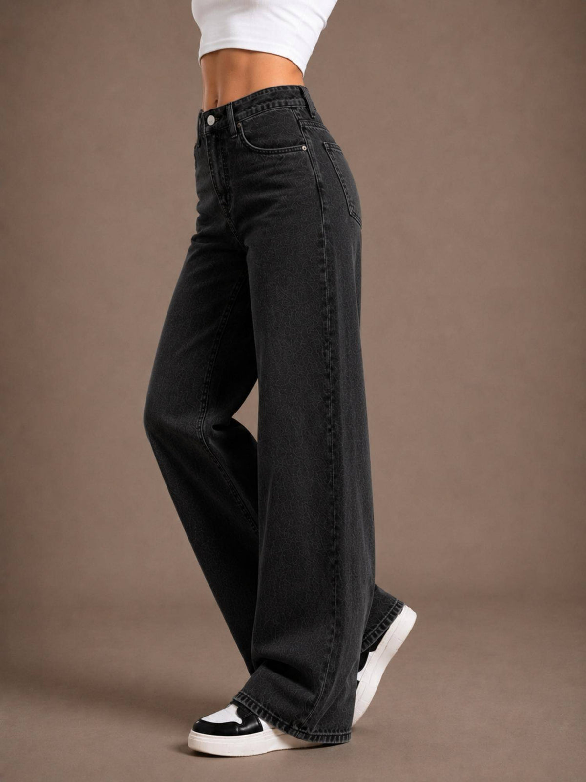 Black Women Streatchable High Rise Jeans | ST23 - view 2
