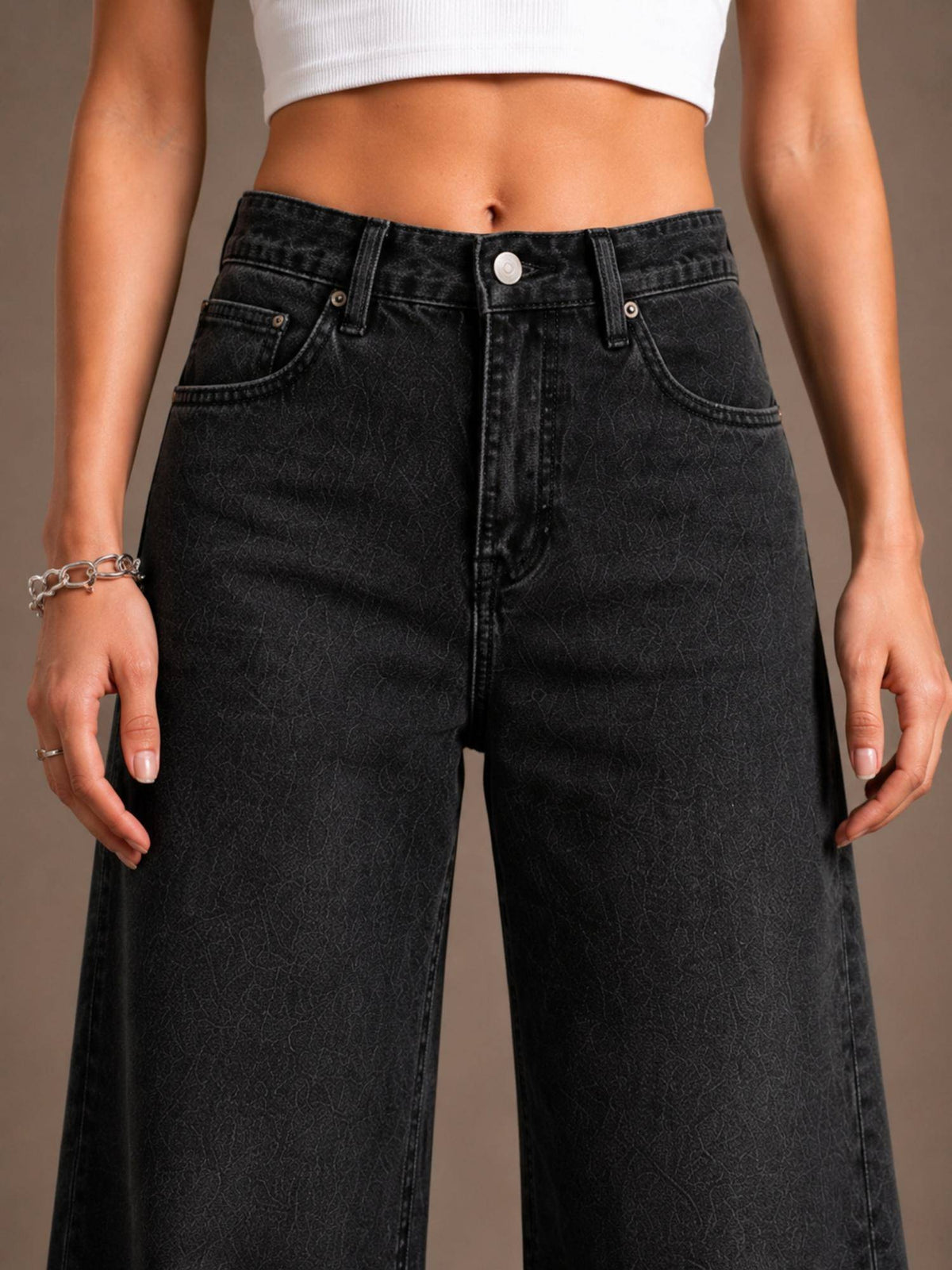Black Women Streatchable High Rise Jeans | ST23 - view 3