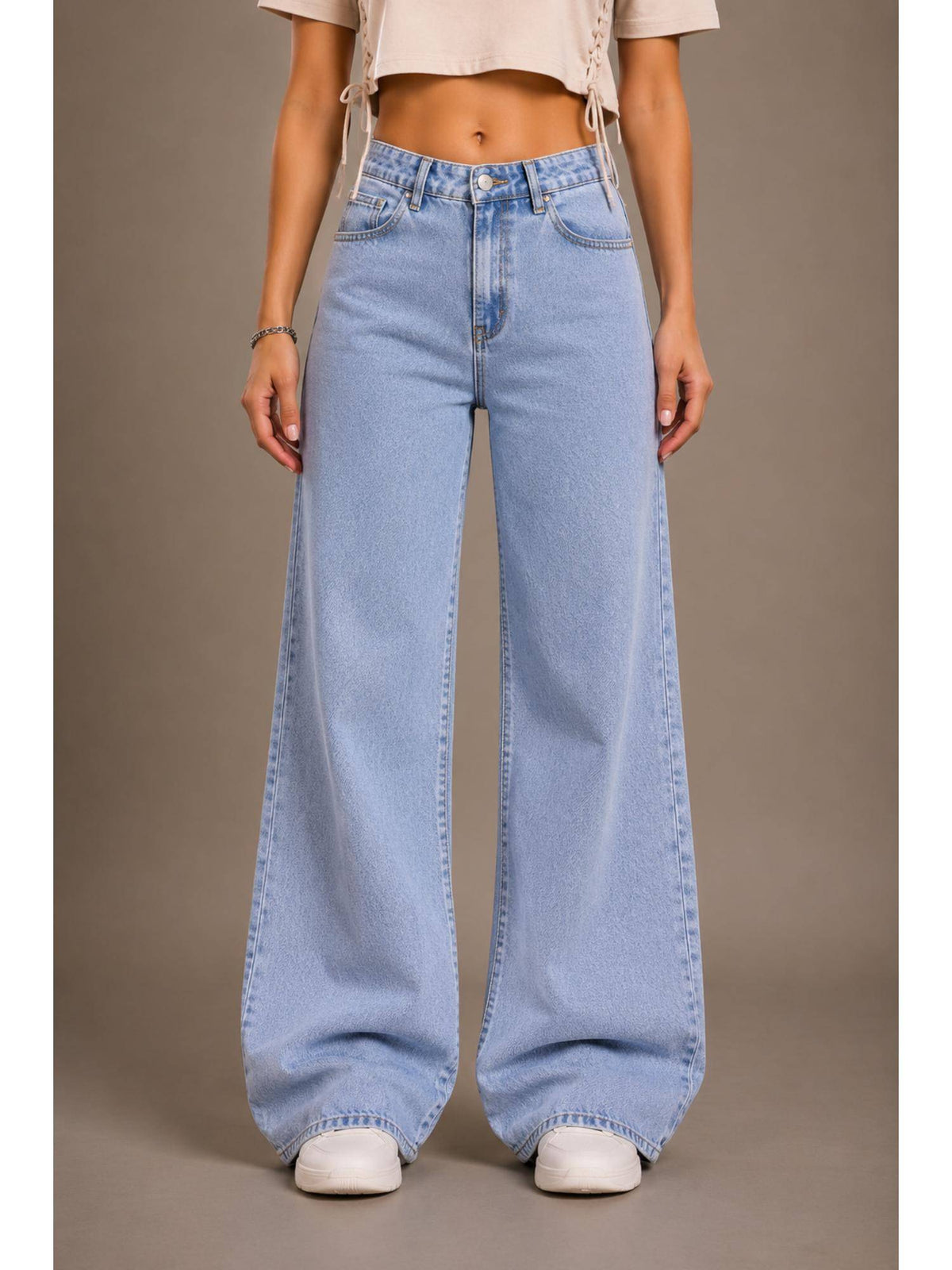Ice Blue Women Straight Leg Streatchable High Rise Jeans | ST23 - view 1