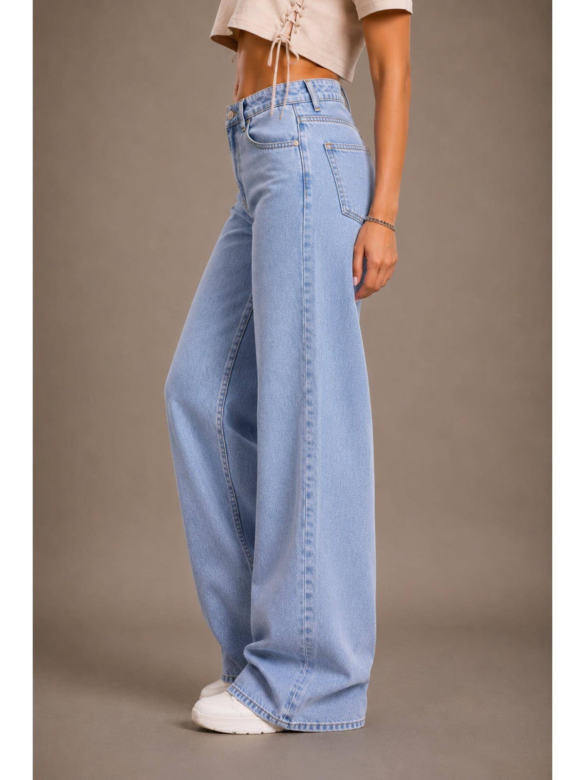 Ice Blue Women Straight Leg Streatchable High Rise Jeans | ST23 - view 2