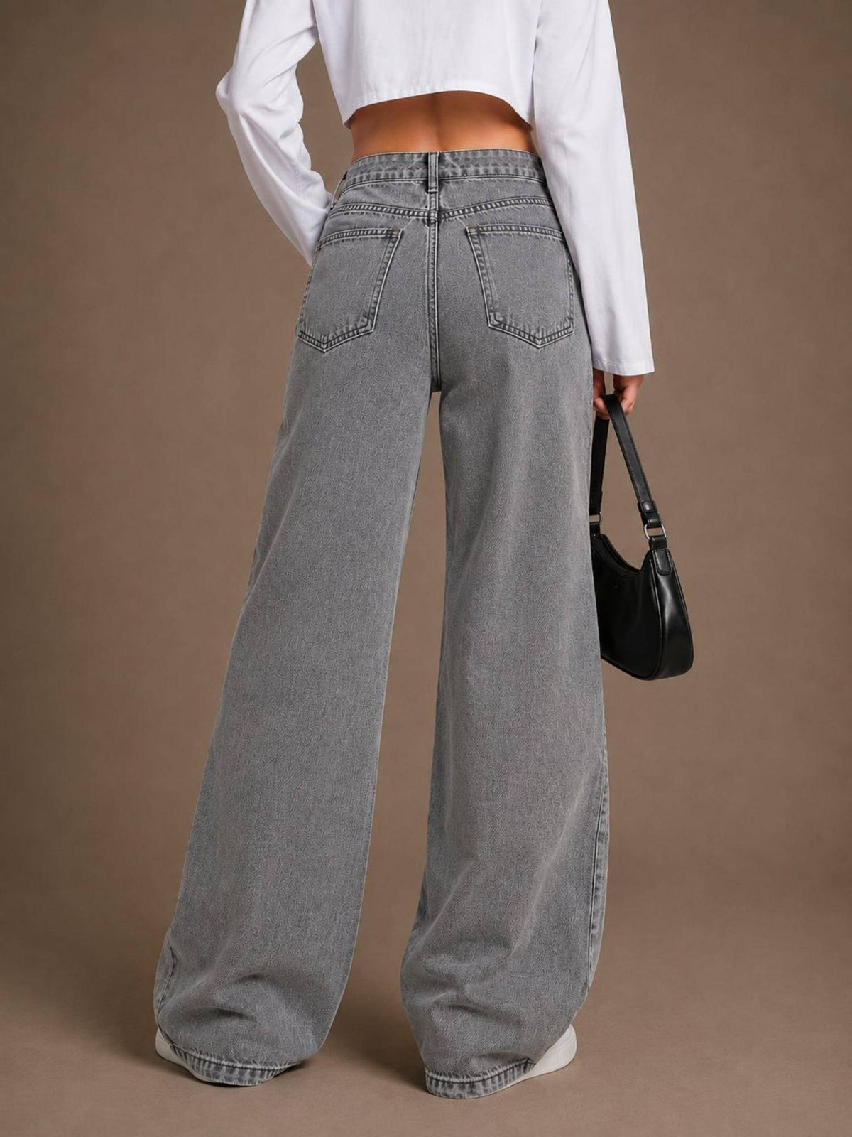 Grey Women Straight Leg Streatchable High Rise Jeans | ST23 - view 2