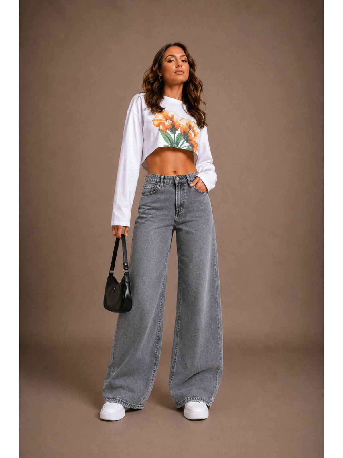 Grey Women Straight Leg Streatchable High Rise Jeans | ST23 - view 5