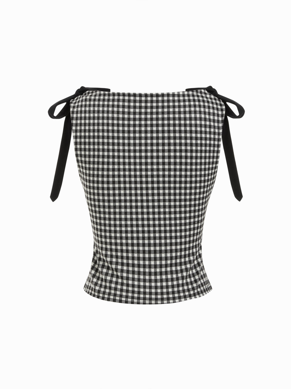 Jacquard Boat Neck Gingham Bowknot Tank Top | TT98 - view 2
