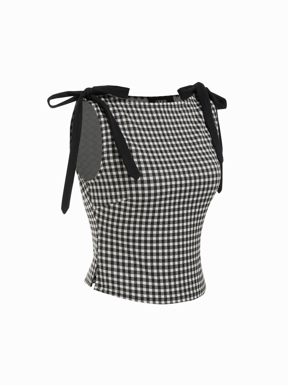 Jacquard Boat Neck Gingham Bowknot Tank Top | TT98 - view 6