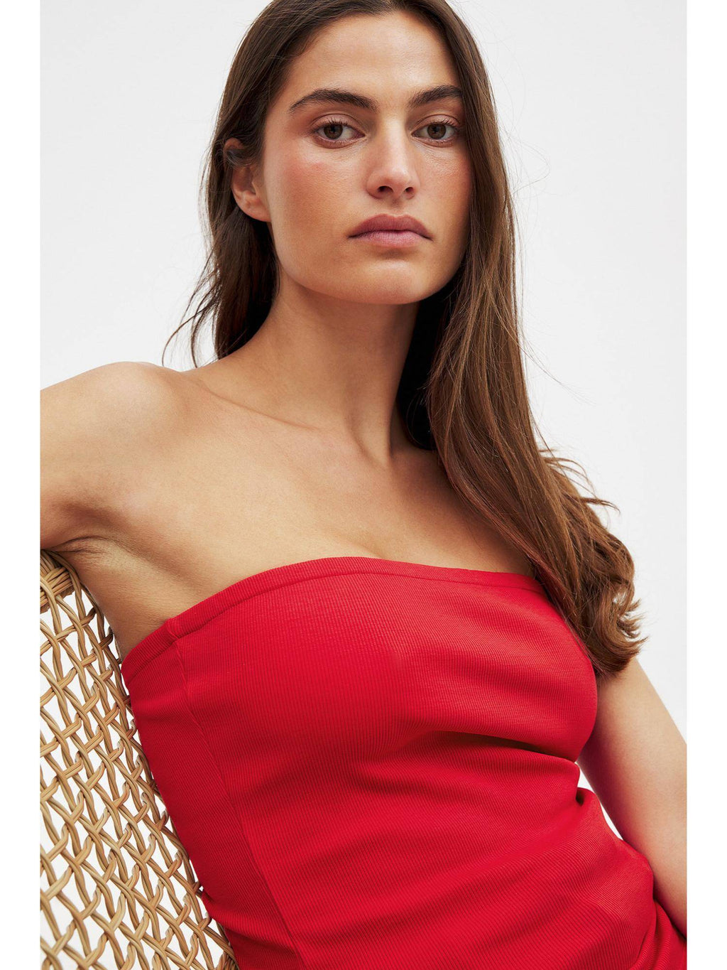 Ribbed Tube Top - Red | TT90 - view 2