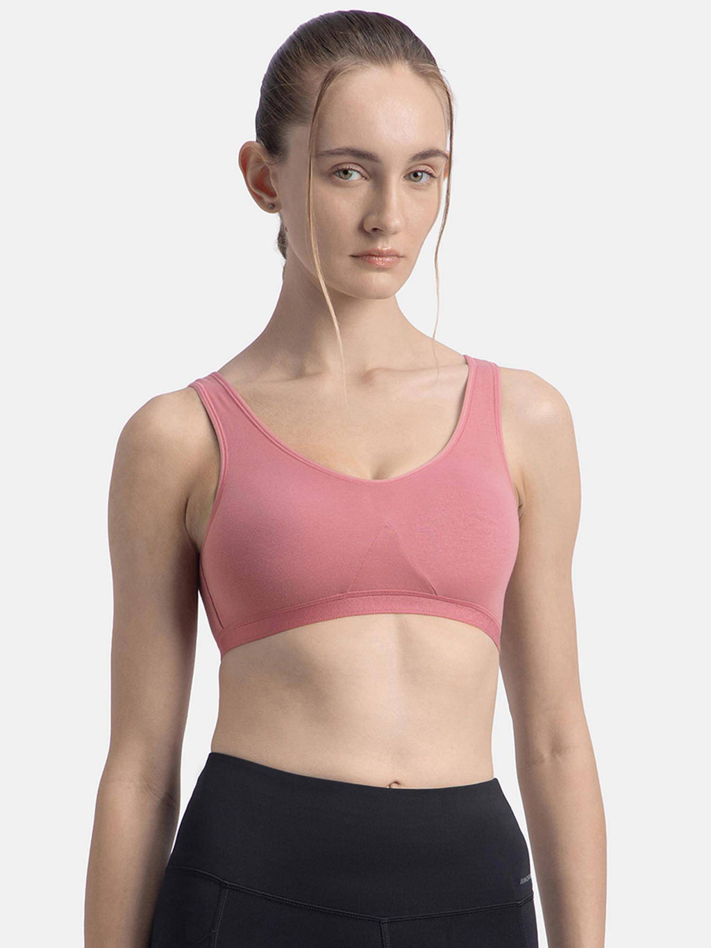 1376 Wirefree Non Padded Cotton Elastane Active Bra - Heather Rose | sb09 - view 2