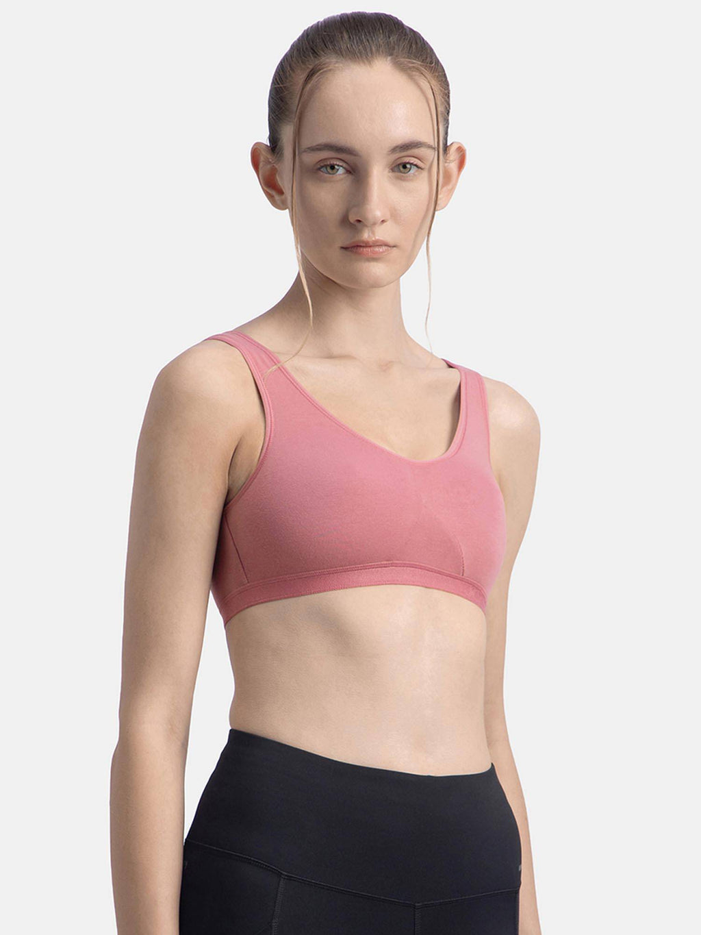 1376 Wirefree Non Padded Cotton Elastane Active Bra - Heather Rose | sb09 - view 3