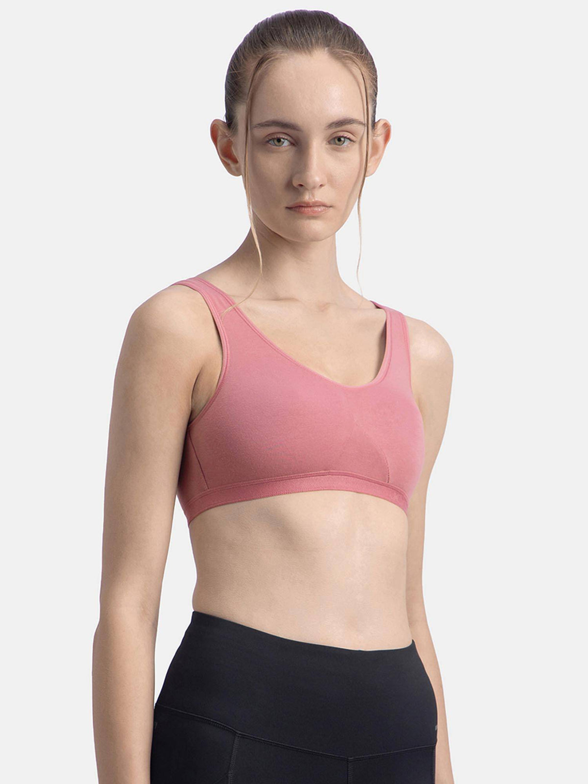1376 Wirefree Non Padded Cotton Elastane Active Bra - Heather Rose | sb09 - view 3