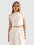 White Dottie Draped Hardware Crop Top | CT61 - view 1