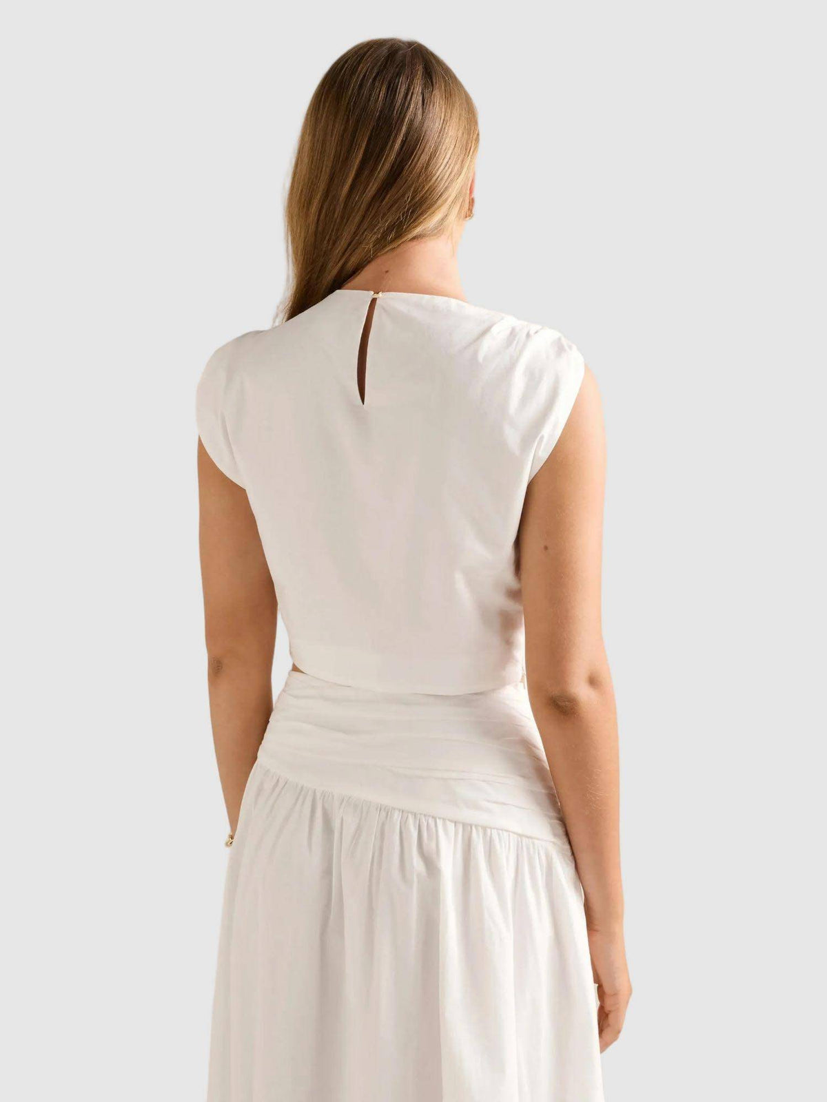 White Dottie Draped Hardware Crop Top | CT61 - view 2