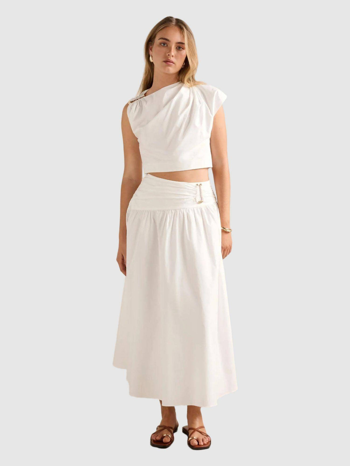 White Dottie Draped Hardware Crop Top | CT61 - view 5