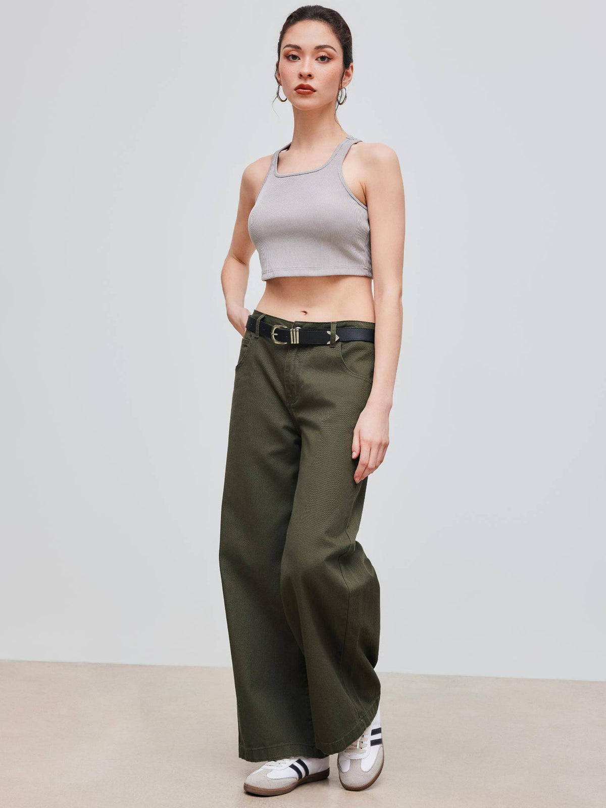 Denim Low Rise Solid Pocket Wide Leg Jeans | WL90 - view 2