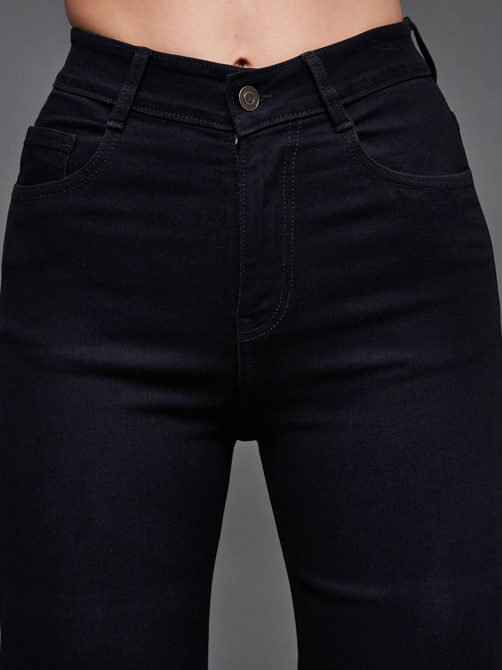 Womens Black Bootcut Leg High Rise Regular-Length Stretchable Denim Jeans | BT10 - view 5