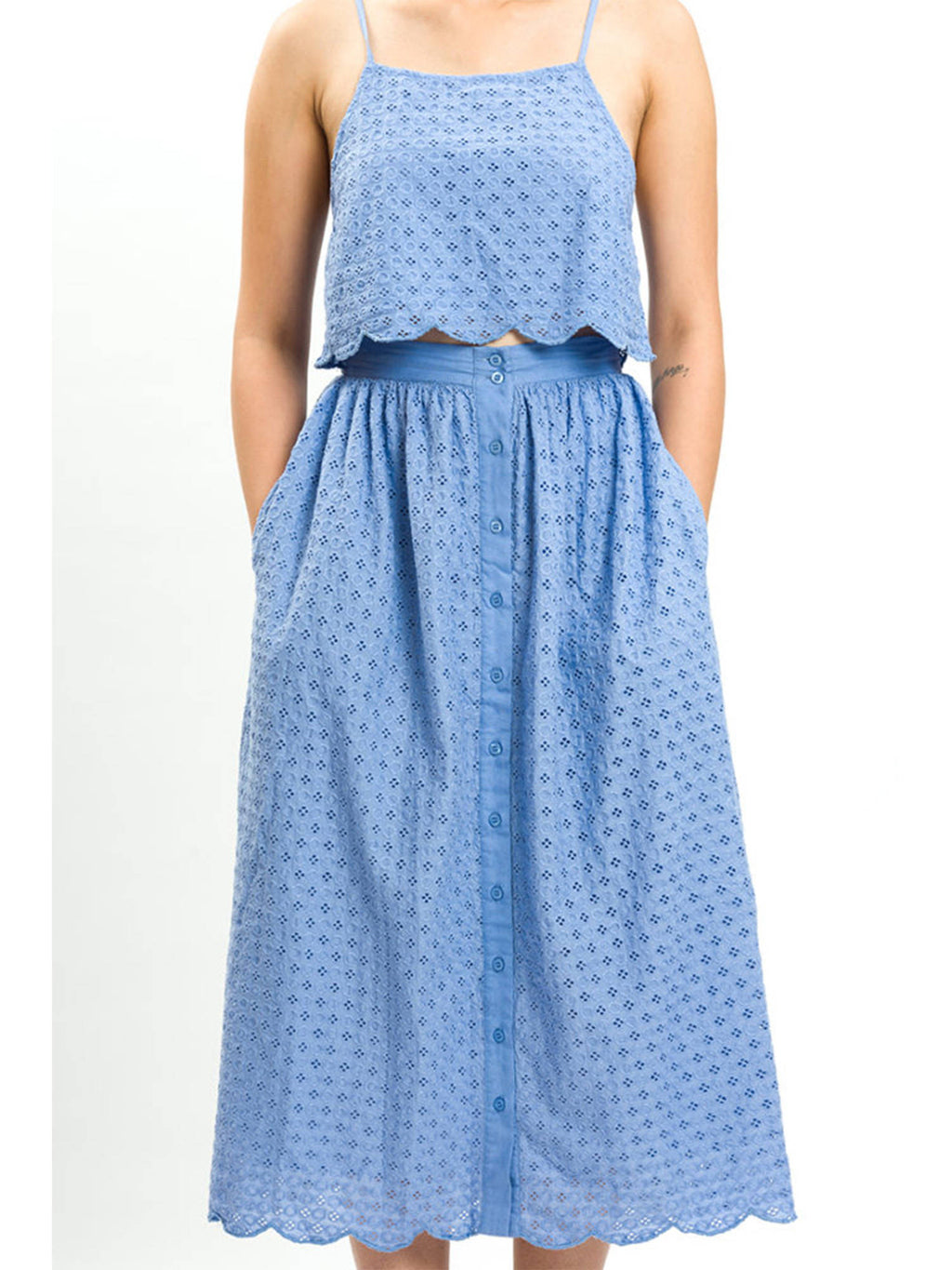 Blue Broderie Cami Top | TT98 - view 2