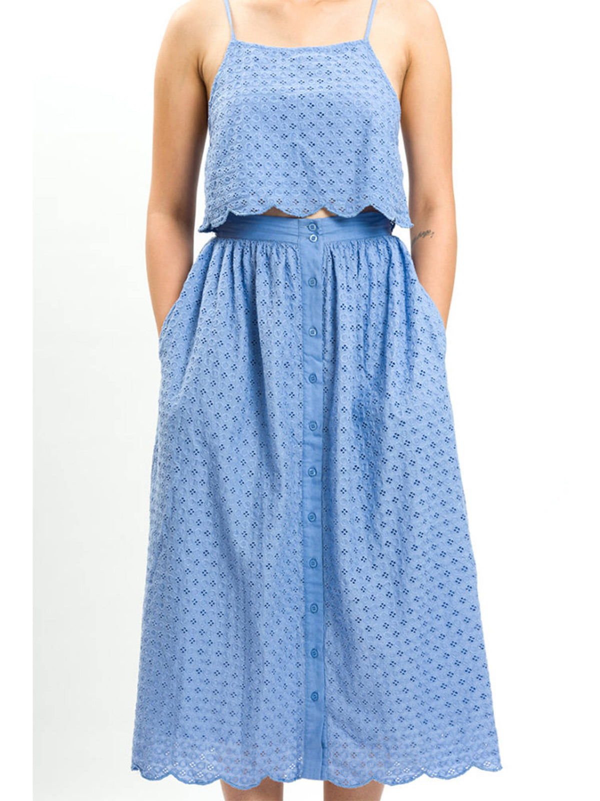 Blue Broderie Cami Top | TT98 - view 2