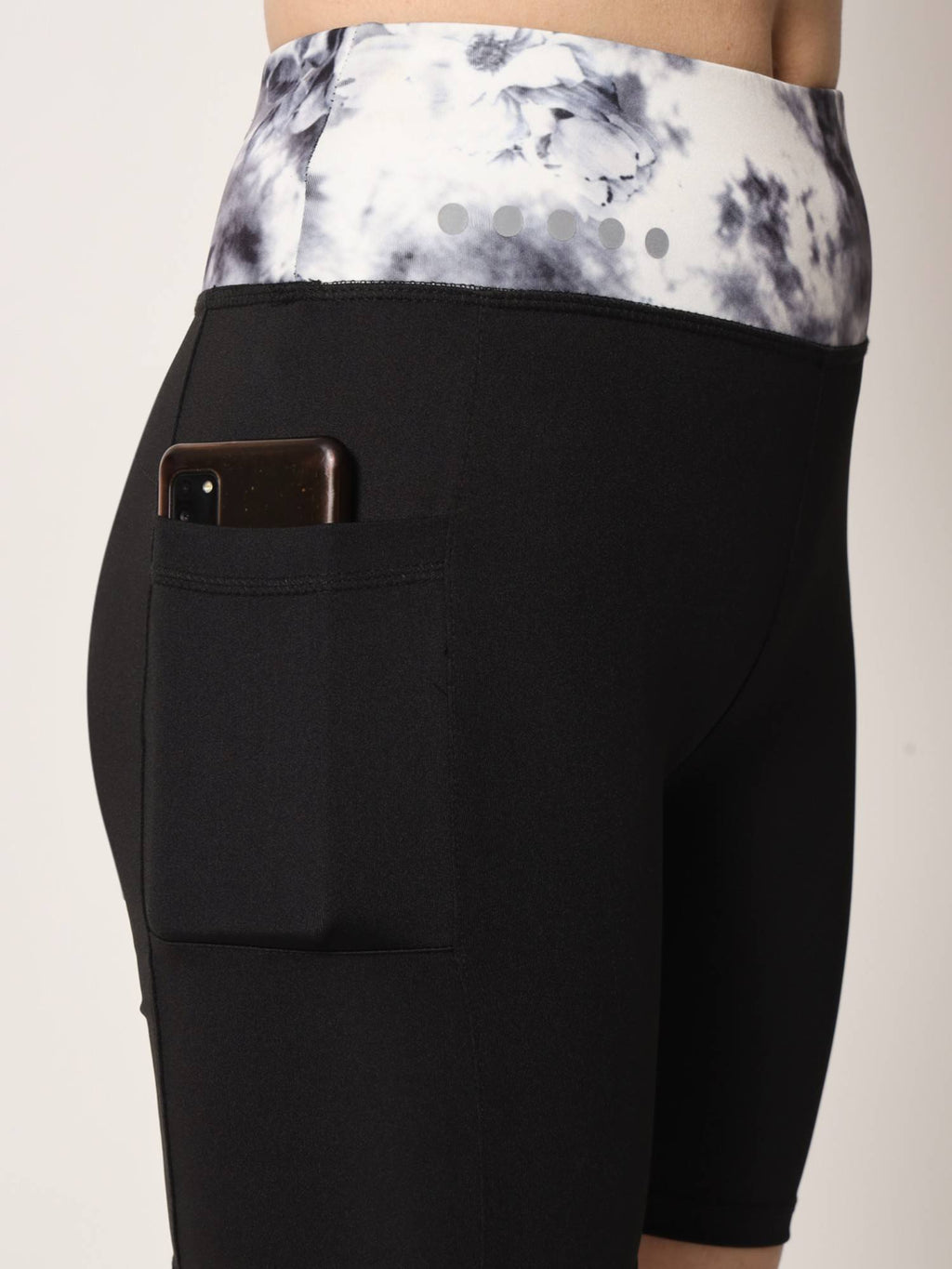 High Waist Printerd Belt Shorts Black - view 4
