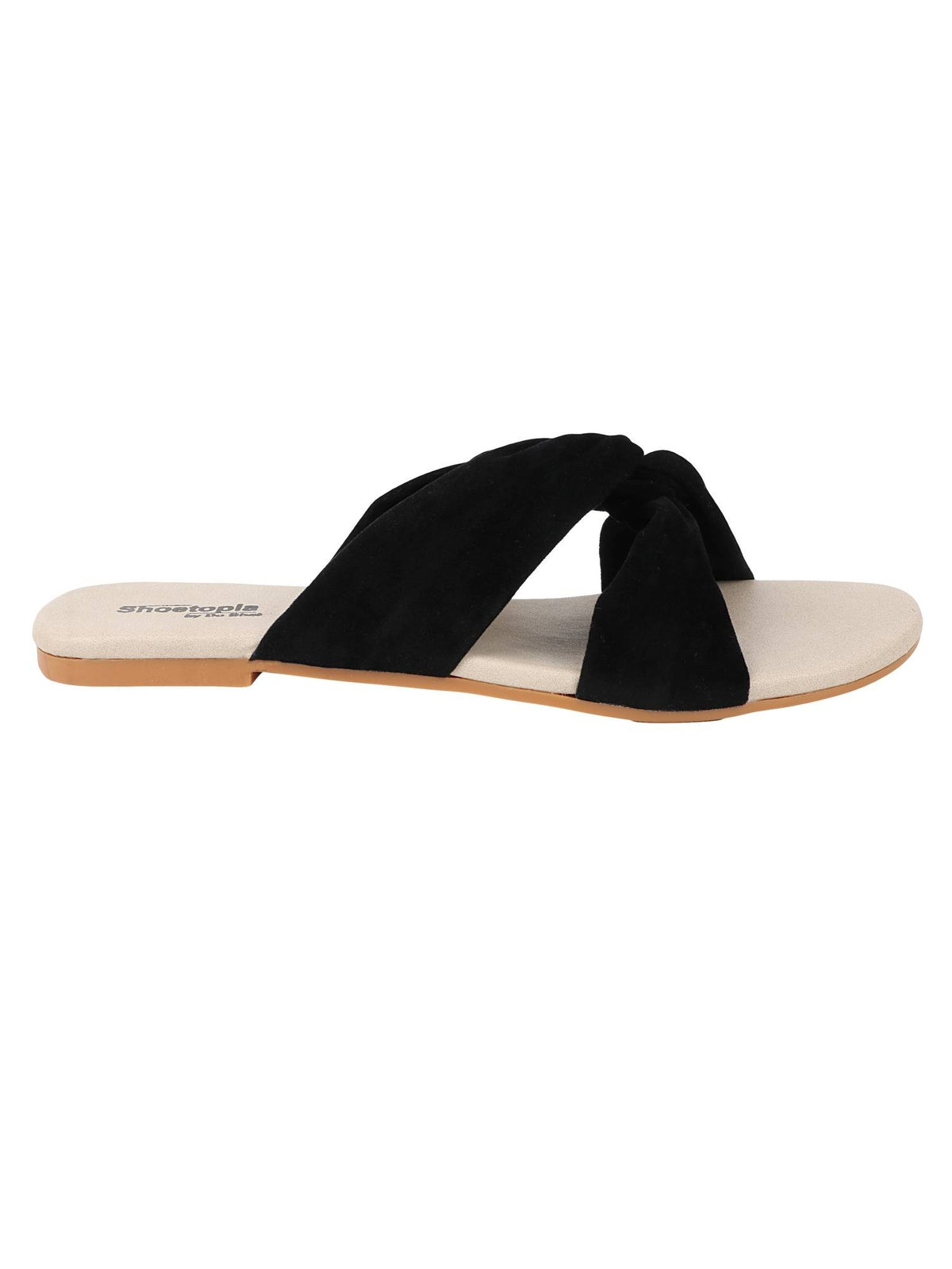 Women Black Open Toe Flats | F61 - view 3