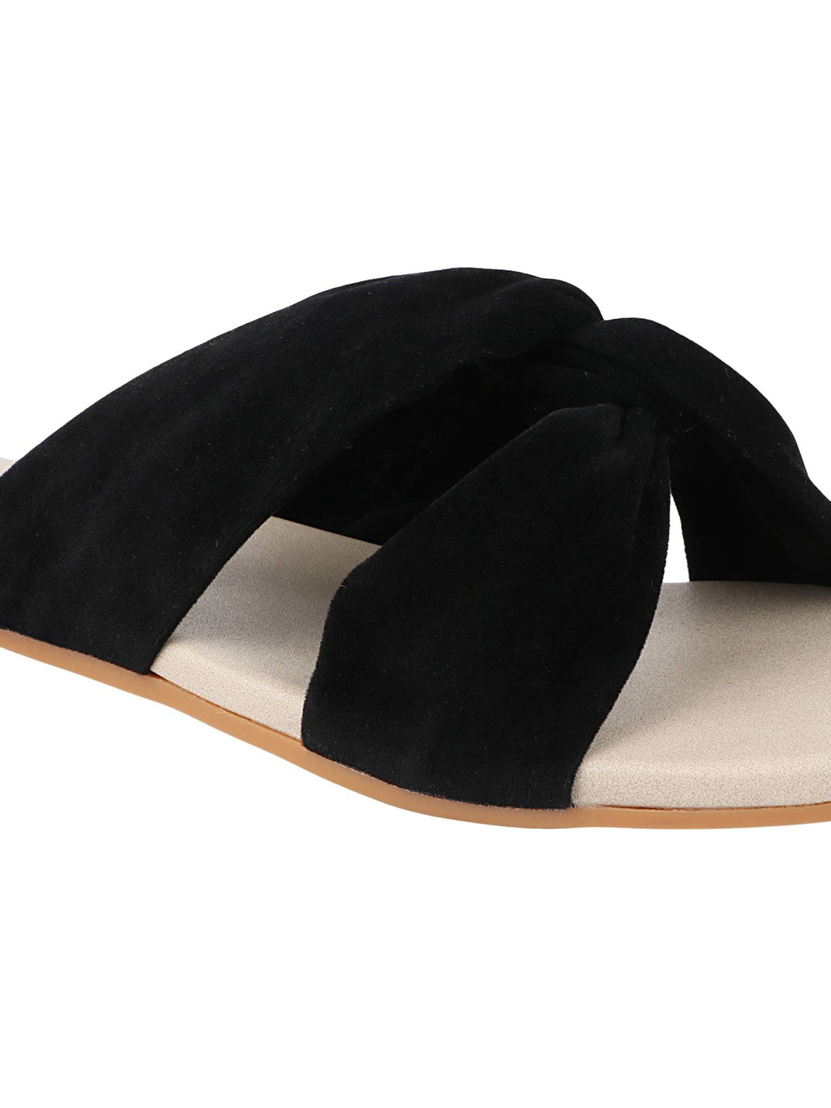 Women Black Open Toe Flats | F61 - view 5