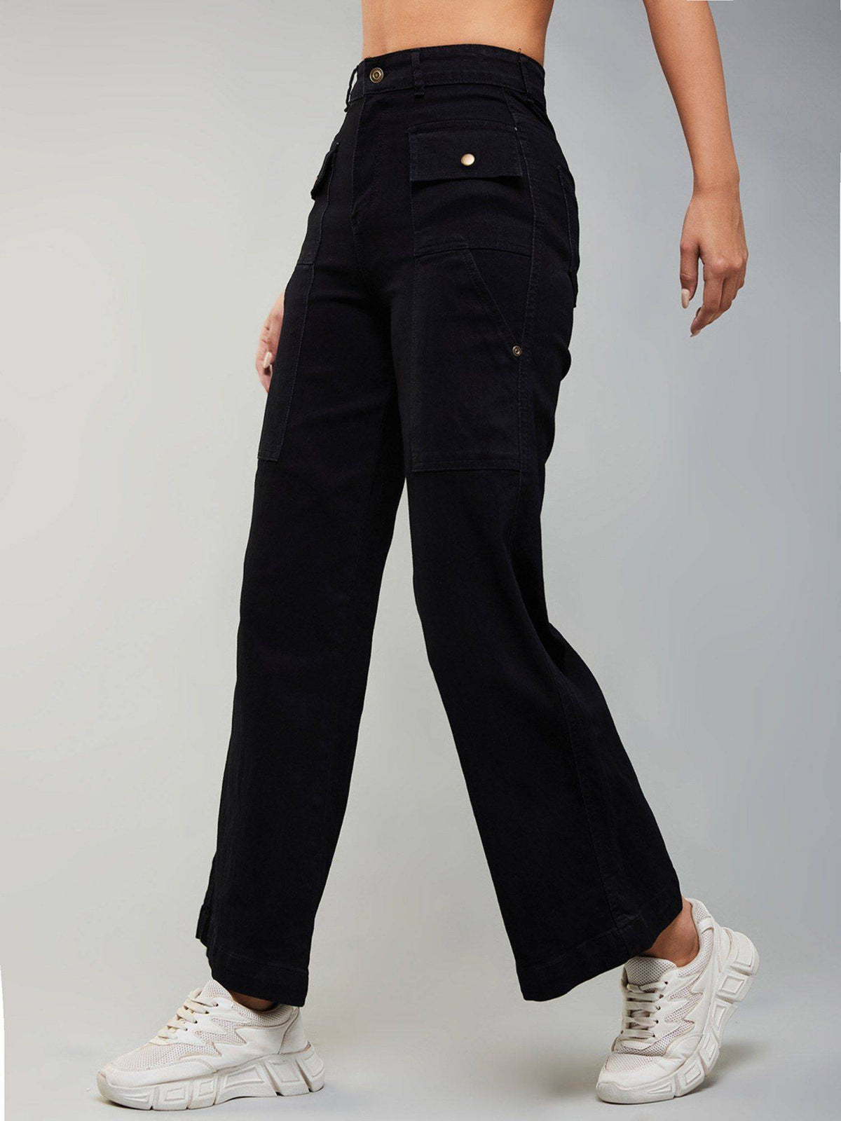 Women's Navy Blue Solid Boot Cut High Waist Jeans | BT10 - view 8