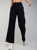 Women's Navy Blue Solid Boot Cut High Waist Jeans | BT10 - view 7
