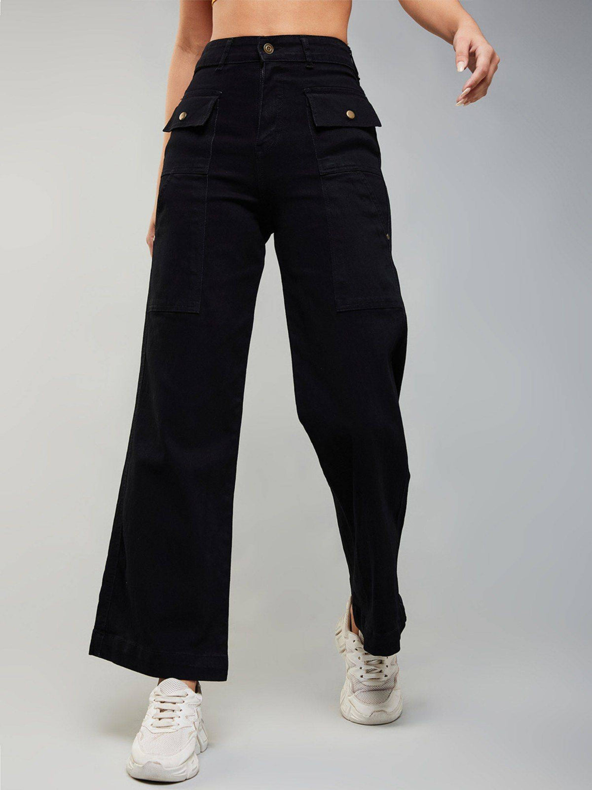Women's Navy Blue Solid Boot Cut High Waist Jeans | BT10 - view 7