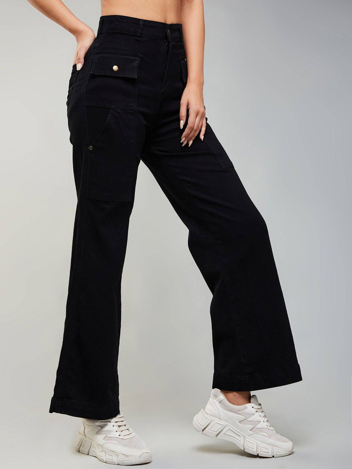 Women's Navy Blue Solid Boot Cut High Waist Jeans | BT10 - view 10