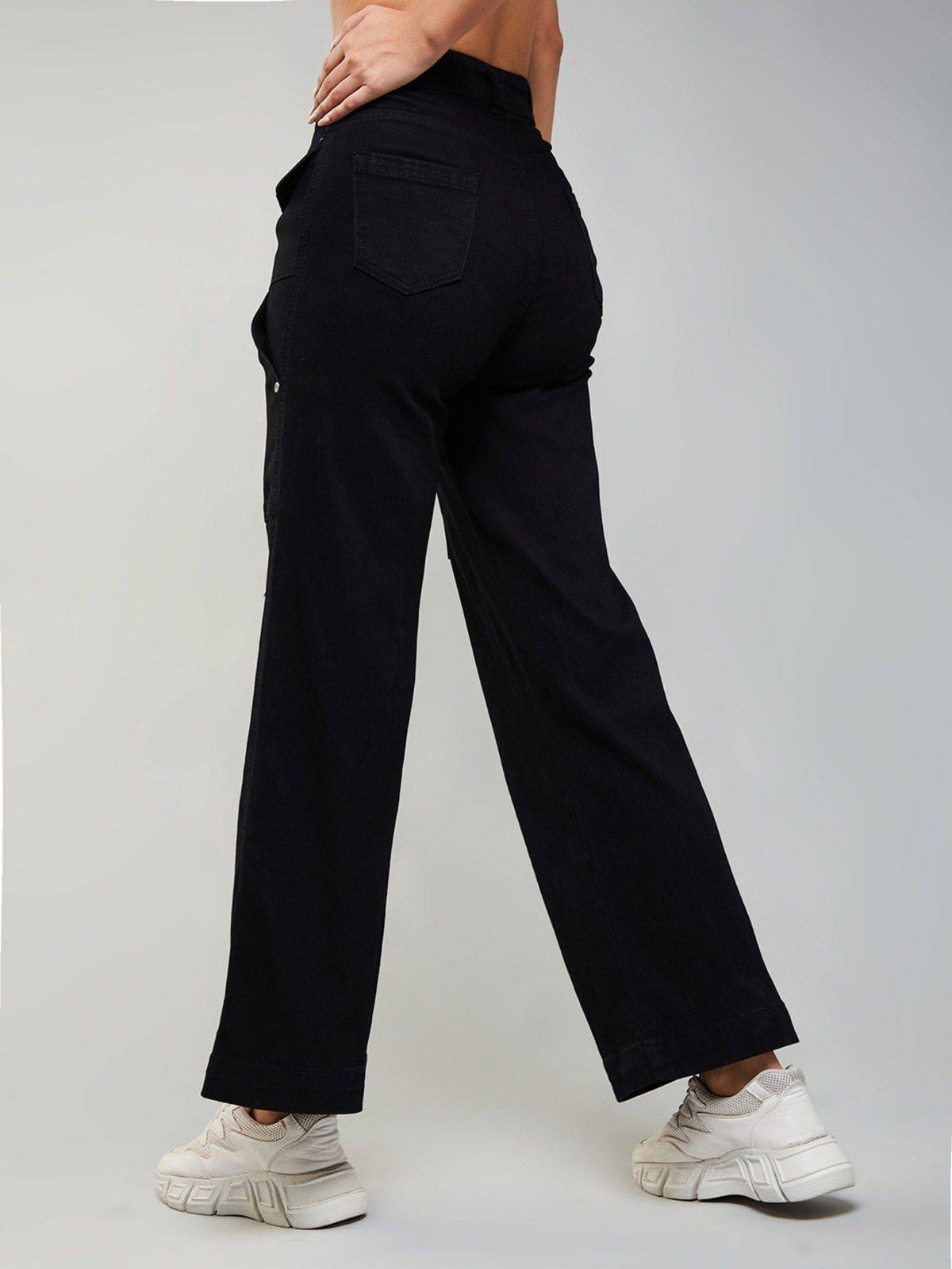 Women's Navy Blue Solid Boot Cut High Waist Jeans | BT10 - view 11