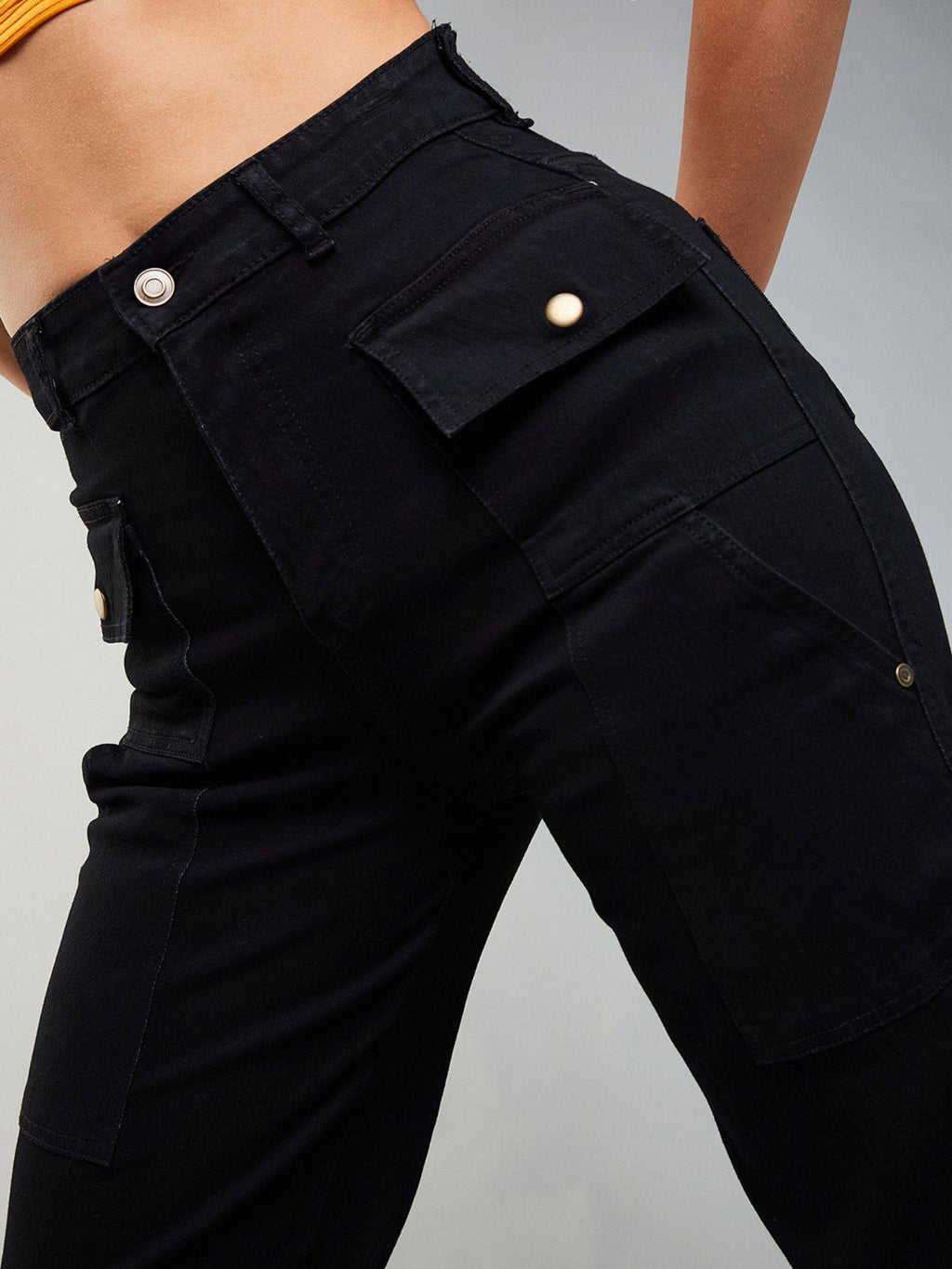 Women's Navy Blue Solid Boot Cut High Waist Jeans | BT10 - view 12