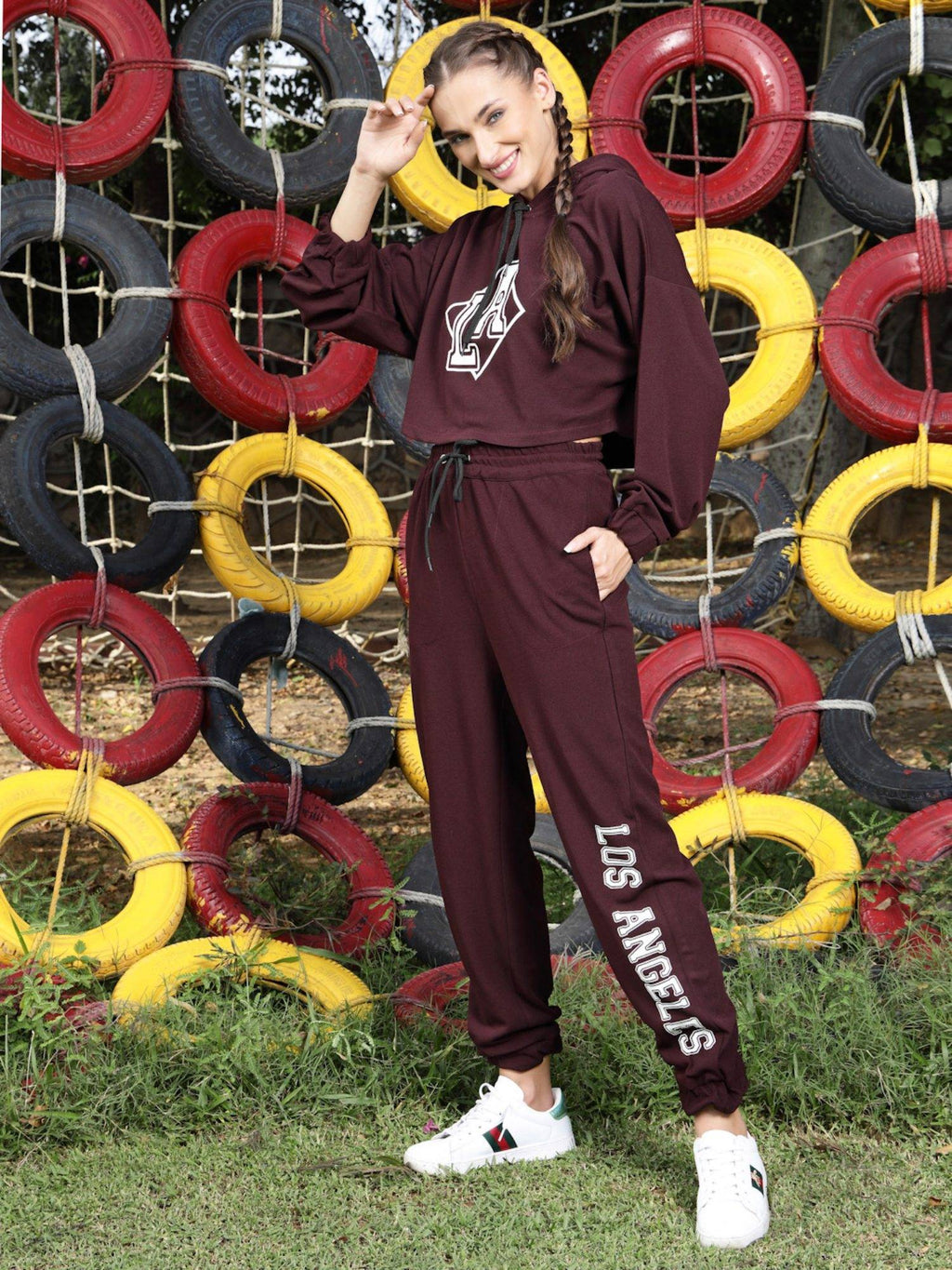 Women Solid Hood Long Sleeves Crop Sweatshirt | HD56 - view 9